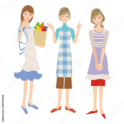 主婦が家事に間に会話をしている