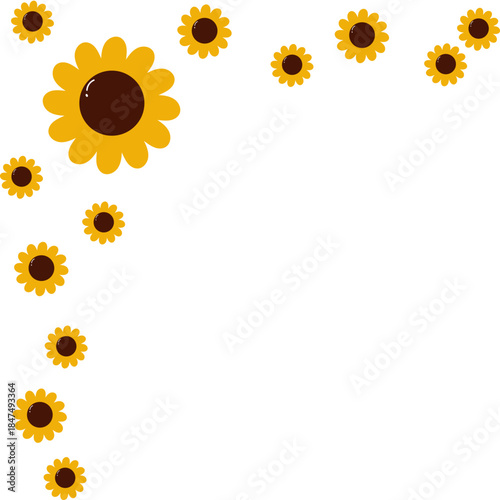 Sunflower Floral Corner Illustration