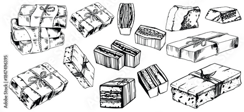 Vintage-style illustration of a handmade soap and hand washing scene in monochrome engraved sketch style. Organic cosmetic concept with natural lather and bubbles, ideal for spa labels, banners,