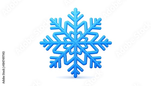 3D-rendered illustration of a blue snowflake on a white background