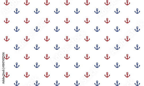 赤と青の線がスムーズなレトロな錨マークのパターン模様