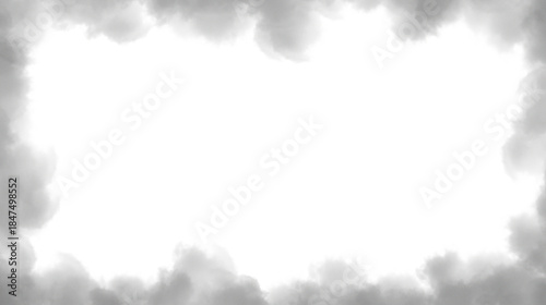 Fotografija Gray smoke frame, dense fog border, mist and vapor overlay, realistic atmospheri