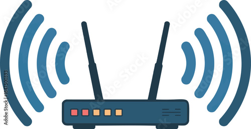 PNG of wireless router emitting Wi-Fi signal waves, transparent background