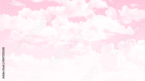 Pink sky with white clouds. Vector design.
