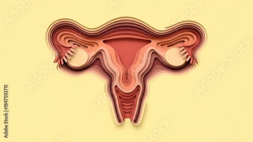 World Fertility Day Detailed Illustration of Female Reproductive System Showing Uterus and Ovaries in Medical Graphic Design