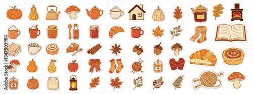 Cozy Autumn Fall Elements Sticker Set