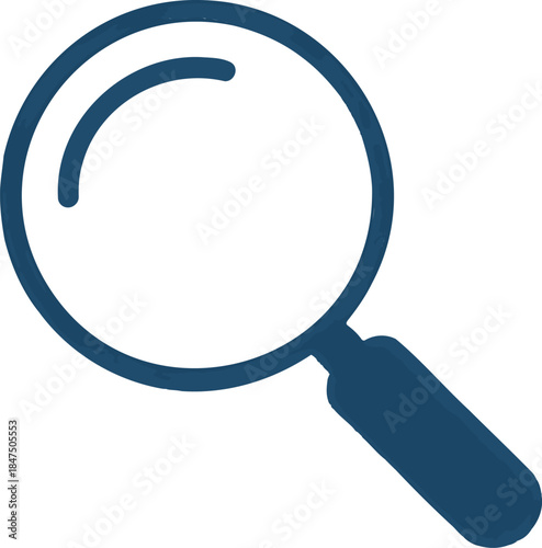 Simplified flat magnifying glass icon for search, transparent PNG