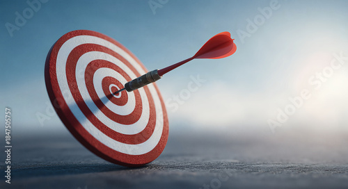 A close-up shot of an arrow hitting the bullseye