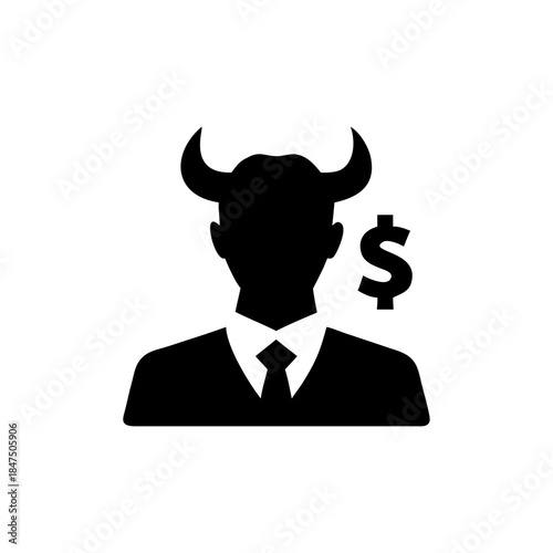 Founder portrait concept with bull mascot horn symbolizing determination growth and resilience Vector illustration