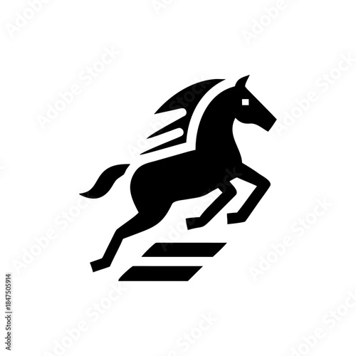 Founder portrait forming strong horse mascot outline symbolizing growth and drive On white Background Vector illustration