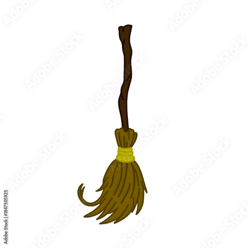 Hand-Drawn Cartoon Broomstick