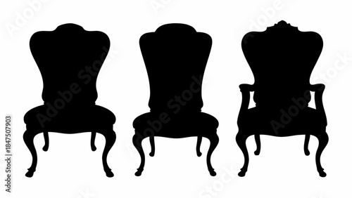 Collection of vintage wooden chair silhouettes, offering a rustic and classic aesthetic for diverse designs.