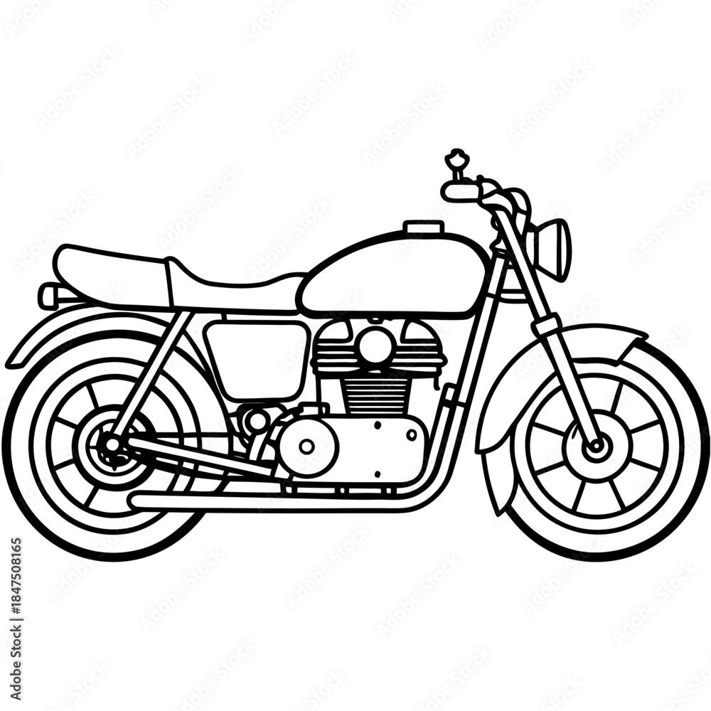 Fototapeta premium Vintage Motorcycle Line Art.