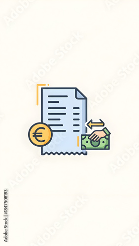 Invoice with Euro Currency and Money.