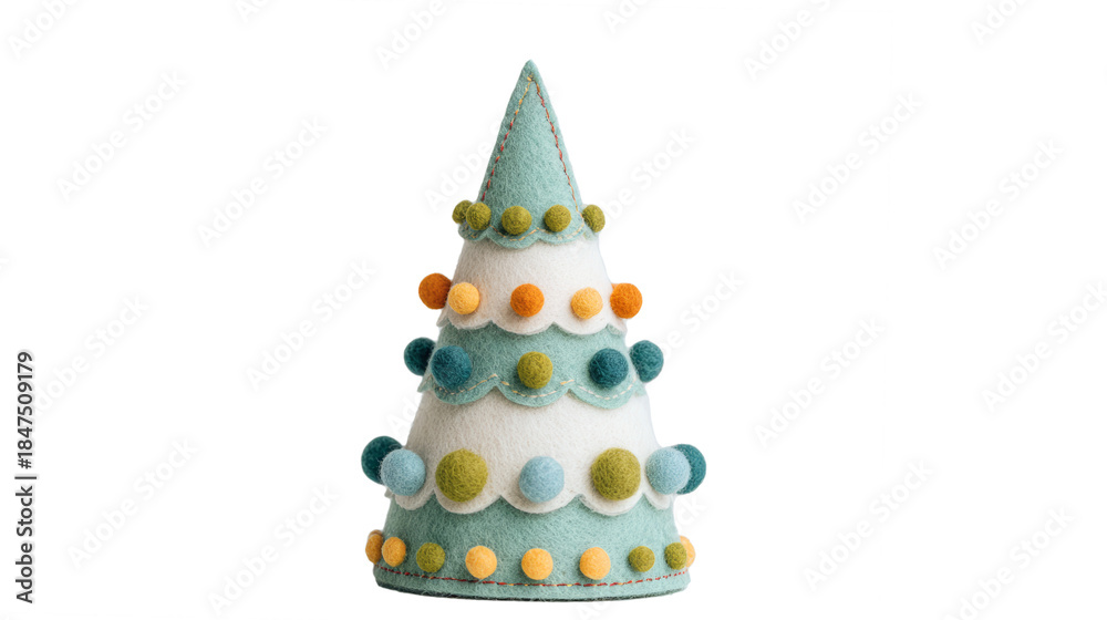custom made wallpaper toronto digitalcozy felt cone tree with stitched edges, buttons and yarn pom-pom garland, Scandinavian style