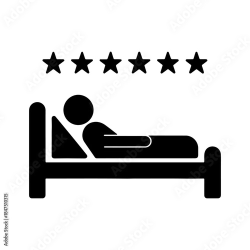 Sleep icon of person lying on bed, night rest vector illustration.
