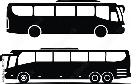 Bus Silhouettes, silhouette, illustration, vector.