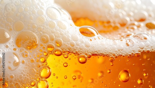 close up of beer bubbles texture background