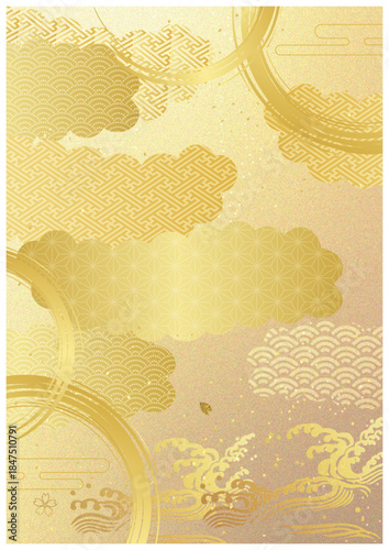 和柄と金箔背景