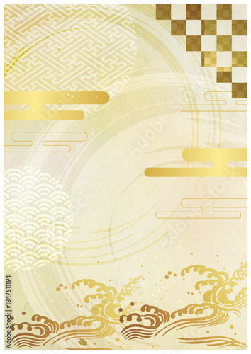 和柄と和紙背景