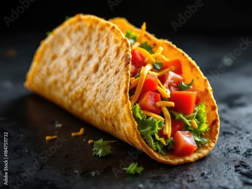 Crispy tortilla taco filled with fresh ingredients