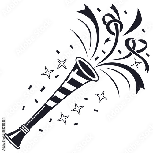 Party horn new year silhouette joy sound effect