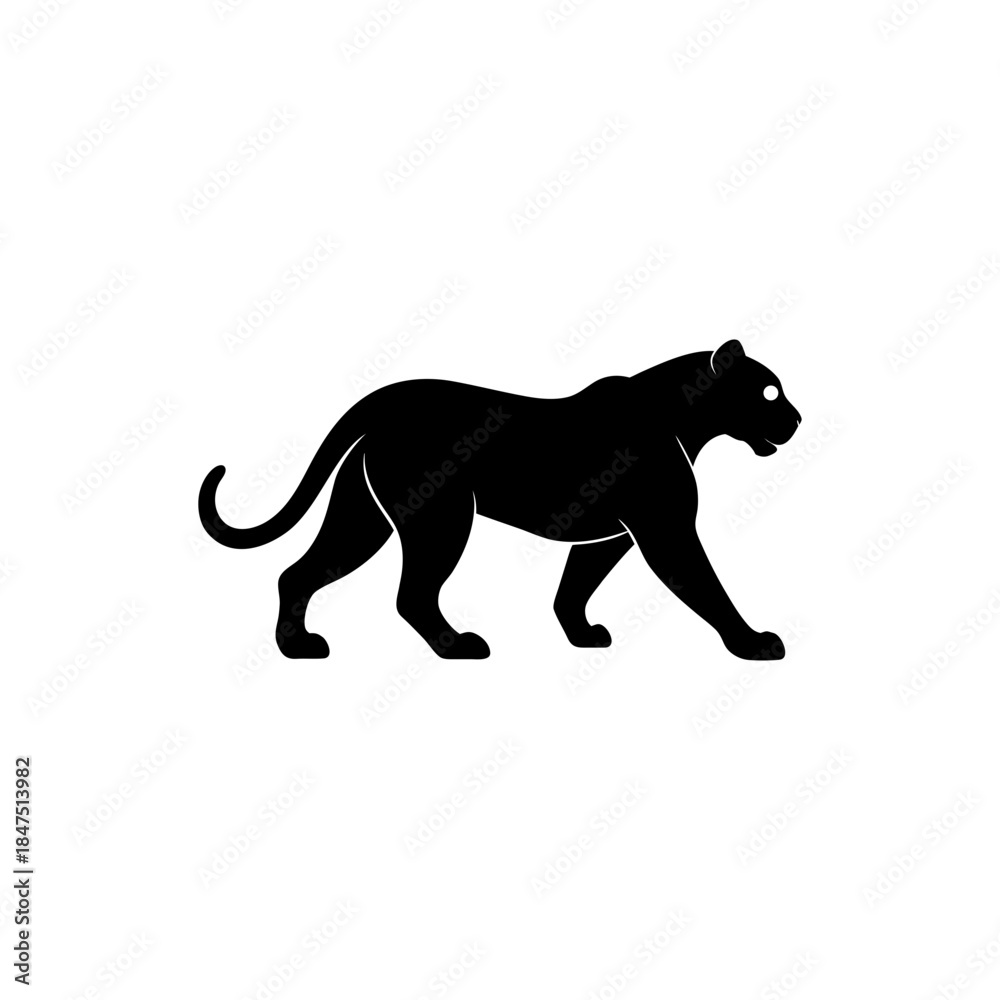 Obraz premium Panther silhouette walking forward representing sleek modern confidence On white Background Vector illustration