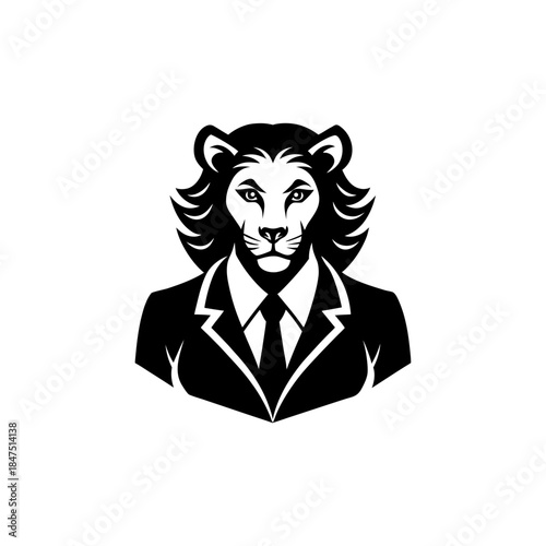 Female Chief Executive Portrait Forming Lioness Mascot for Leadership On white Background Vector illustration