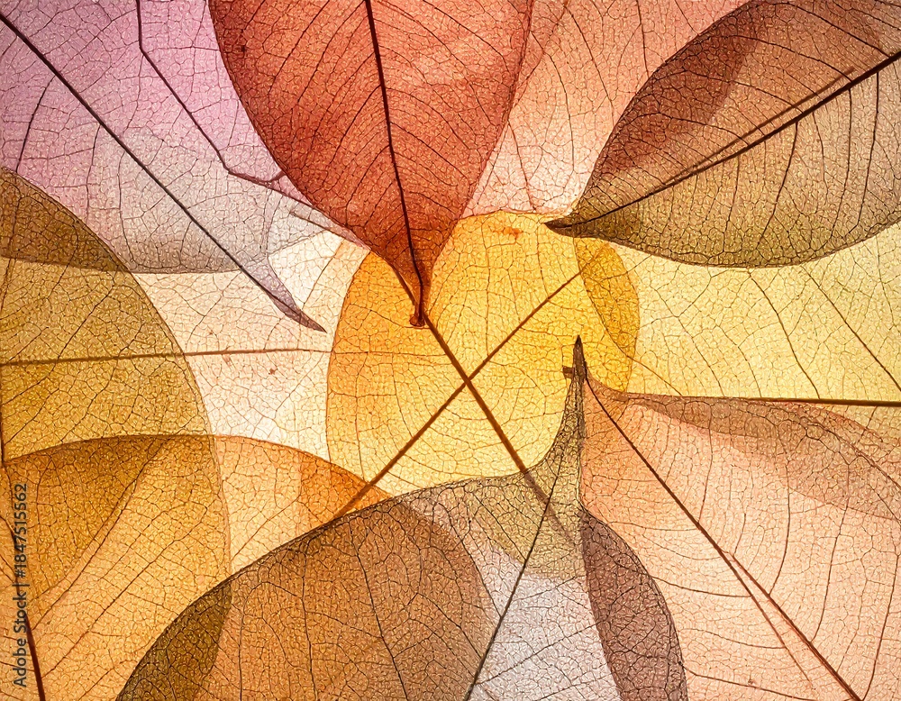 Obraz premium Close-up of layered, translucent leaves with delicate veins