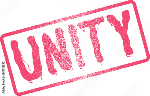 Bold Unity Word Mark Featuring a Textured Rubber Stamp Effect for Solidarity Themes