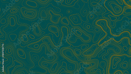 Topographic contour map. Topography wavy pattern of landscape relief. Hiking land area line scheme, cartography terrain grid vector texture. Detailed curved routs and curls, earth guide