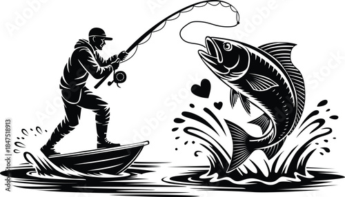 Fisherman catch fish from a boat