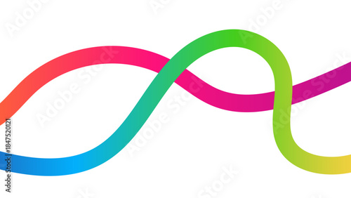 Neon gradient ribbons twist with lively squiggles and rainbow waves.