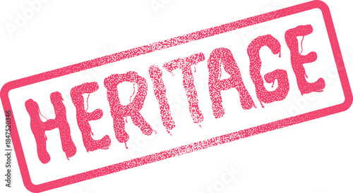 A vibrant coral pink heritage rubber stamp for cultural events and historical preservation