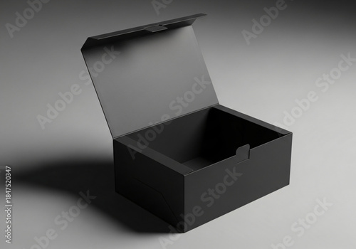 blank black Flip Top Cake Box Open Packaging Mockup 