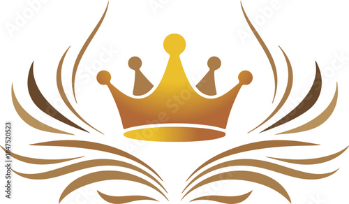 Golden Crown with Brown Swirls vector