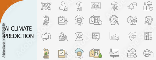 AI Climate Prediction Icon Set for climate