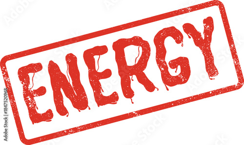 Dynamic red ENERGY word mark stamp conveying power and vitality for modern business applications
