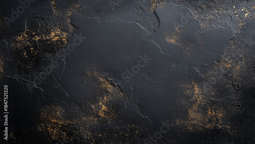 abstract concrete wall for background, cement black with golden effect.