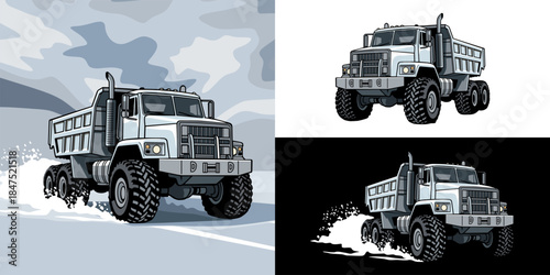 Winter Snowcat Vehicle Flat design
