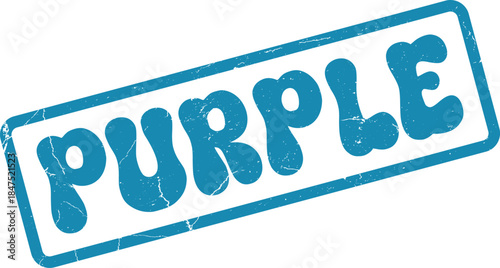 Distressed blue rubber stamp featuring the word PURPLE for vibrant branding elements