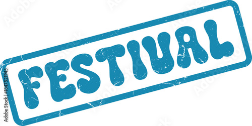 Authentic Blue FESTIVAL Stamp Mark for Lively Celebrations and Promotional Use