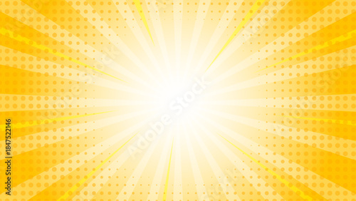 Vibrant yellow sunburst background with bright light and radiating lines