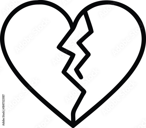 A broken heart outline icon.