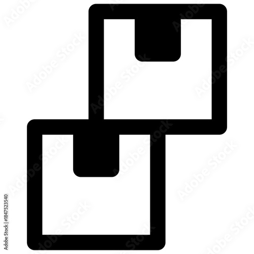 Declutter. Outlined stroke vector icon with black-filled details.