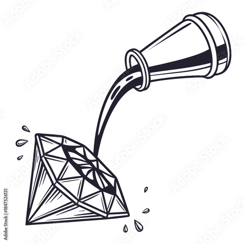 Liquid Metal Transforming into Solid Diamond transformation