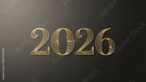 Golden 2026 number typography on dark gradient background for year celebration
