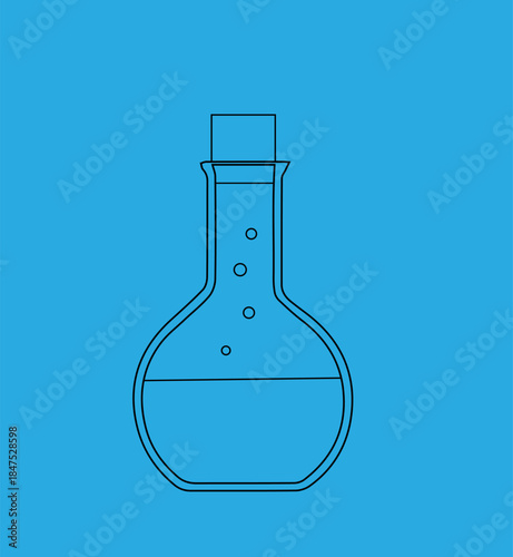 a bubble bottle with a black outline on a blue background