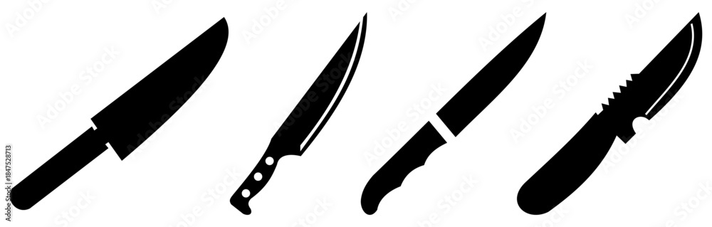 Obraz premium Forbidden sign with knife icon, no knife sign, sharp items prohibition sign, no weapon symbol, no knives sign, flat vector illustration, isolated on white background