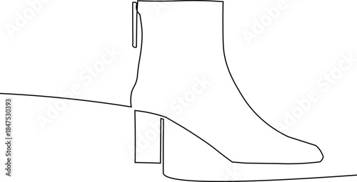High heels ankle shoes for woman One line. Minimal Flat continous one line shoes simple illustration. logotype with editable stroke.